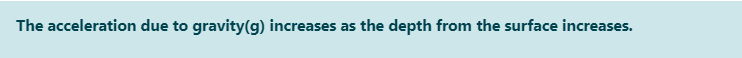 The acceleration due to gravity(g) increases as the depth from the surface increases.
